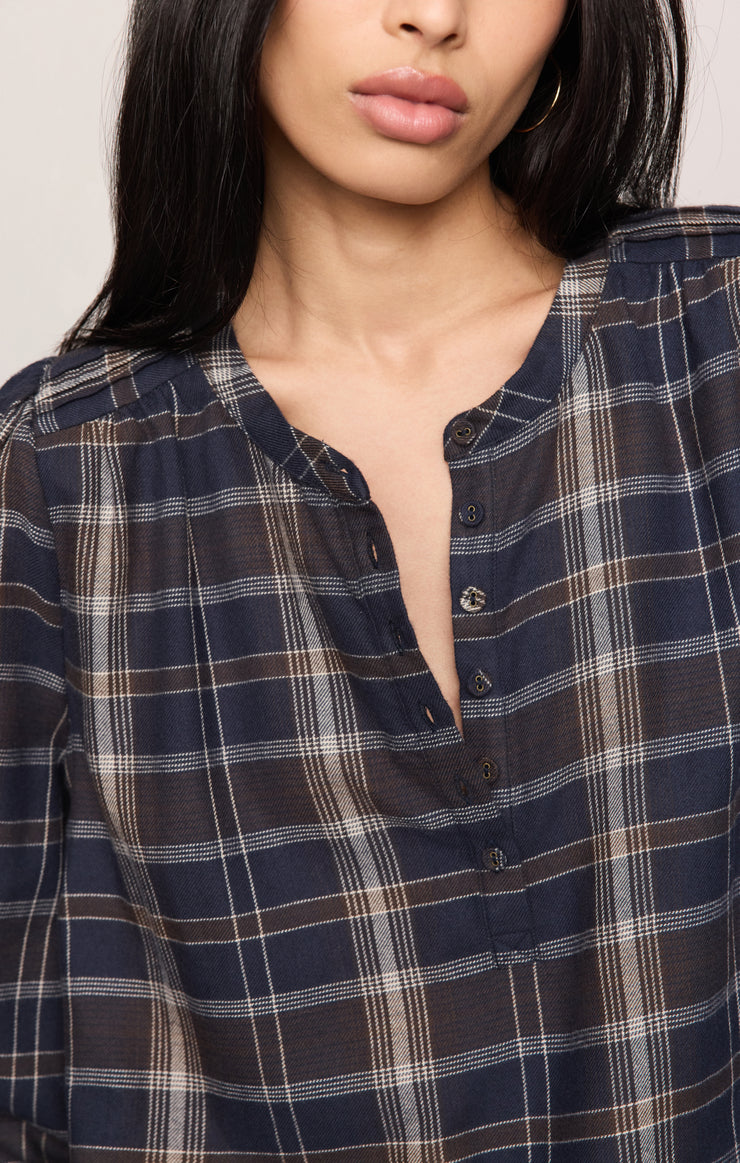 Autumn Plaid Henley Blouse