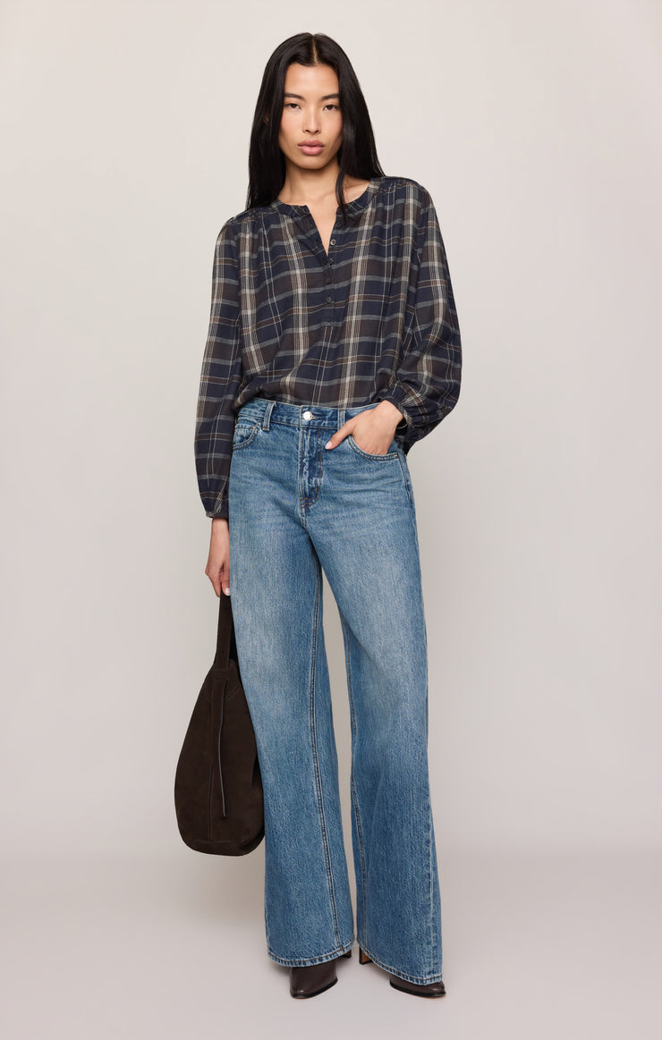 Autumn Plaid Henley Blouse