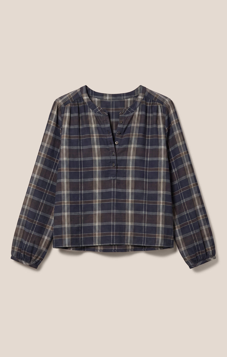 Autumn Plaid Henley Blouse