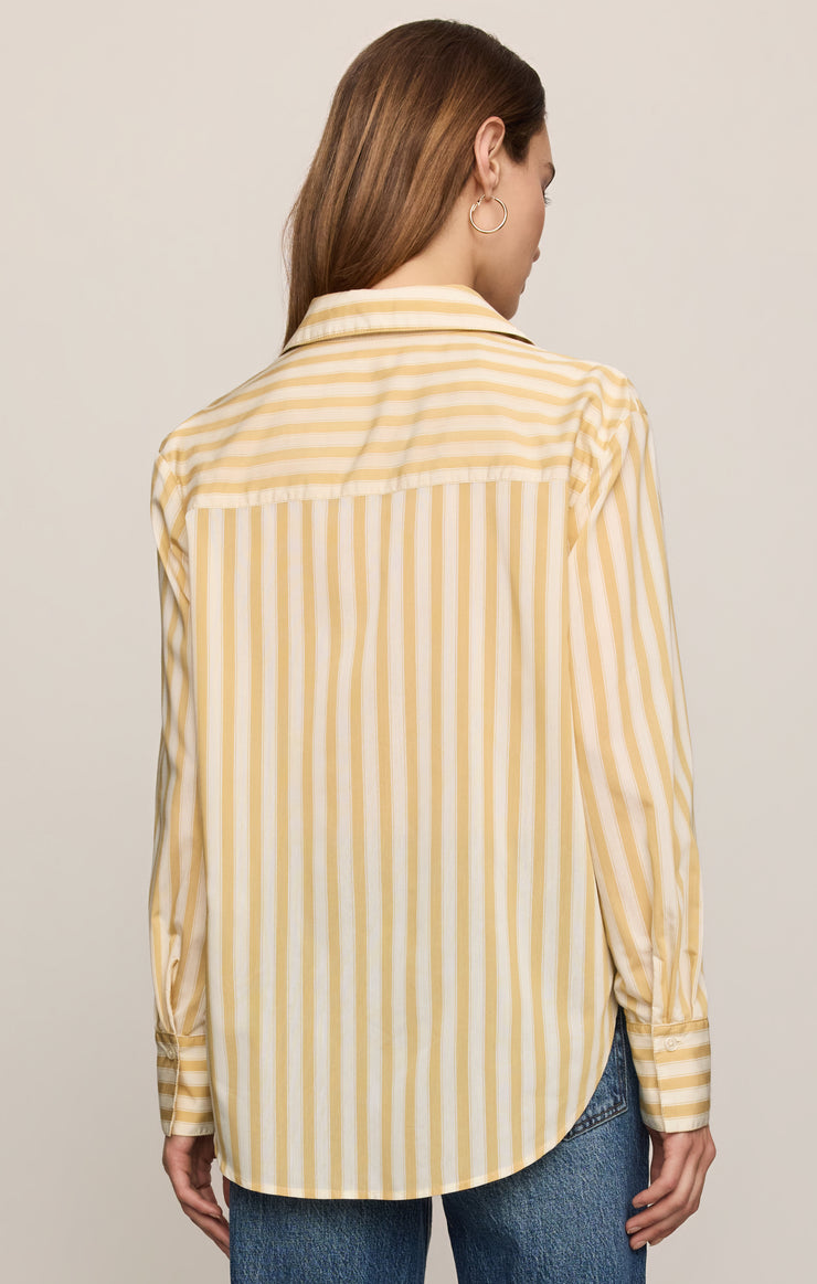 Tops Golden Haven Stripe Button Up Golden Sage