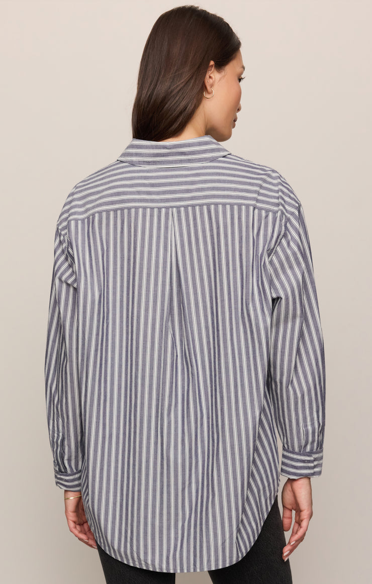 Tops The Gallery Striped Button Up Oxford Blue