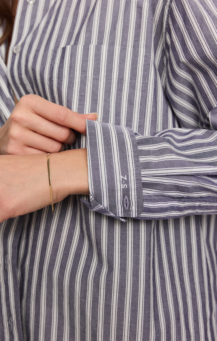 Tops The Gallery Striped Button Up Oxford Blue