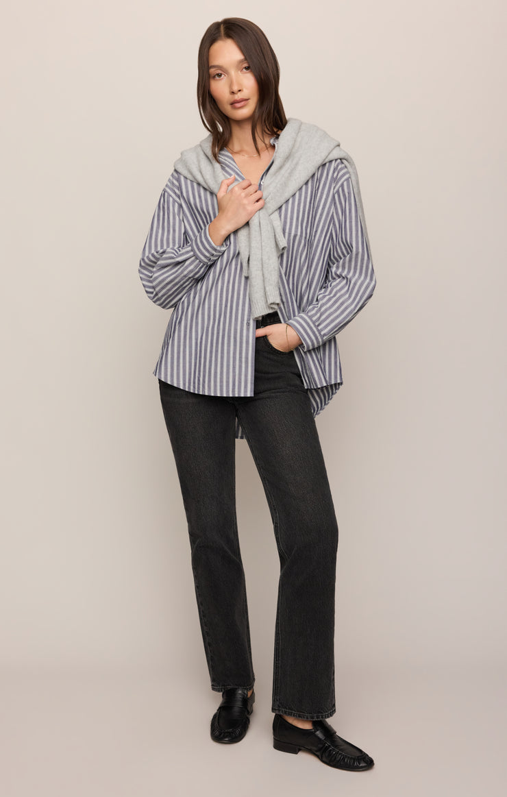 Tops The Gallery Striped Button Up Oxford Blue