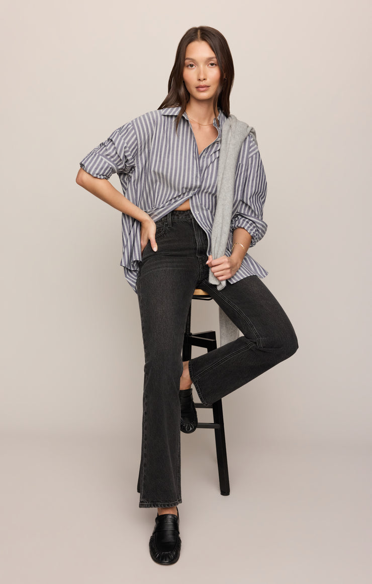 Tops The Gallery Striped Button Up Oxford Blue