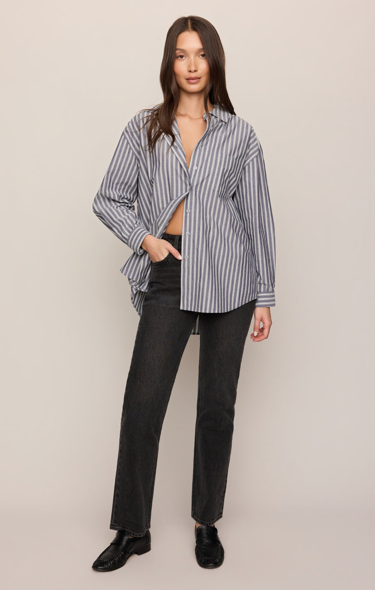Tops The Gallery Striped Button Up Oxford Blue