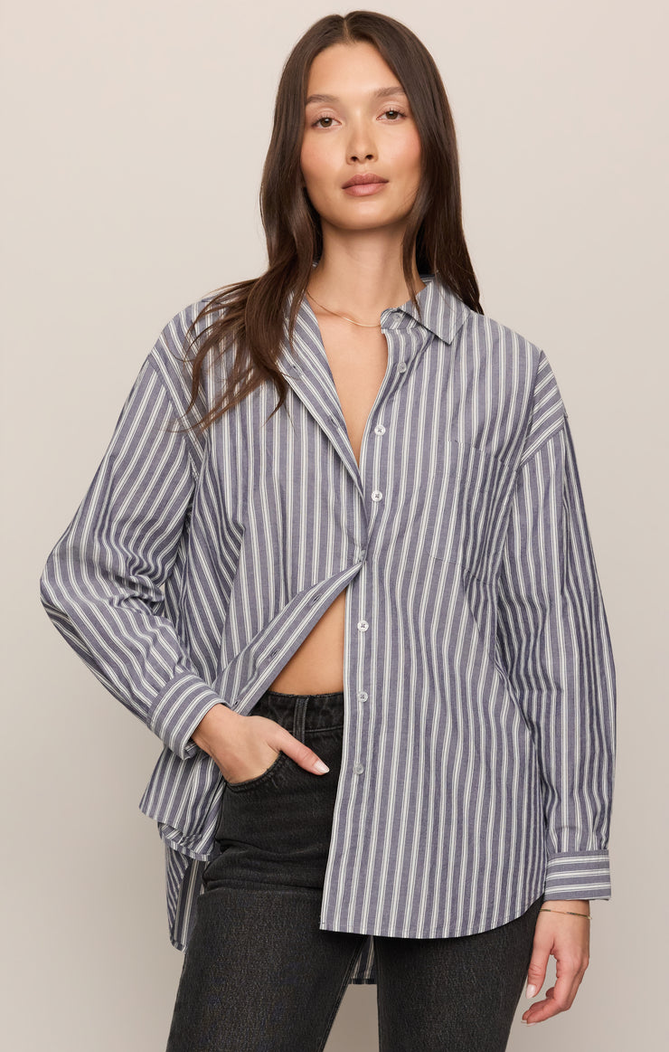 Tops The Gallery Striped Button Up Oxford Blue