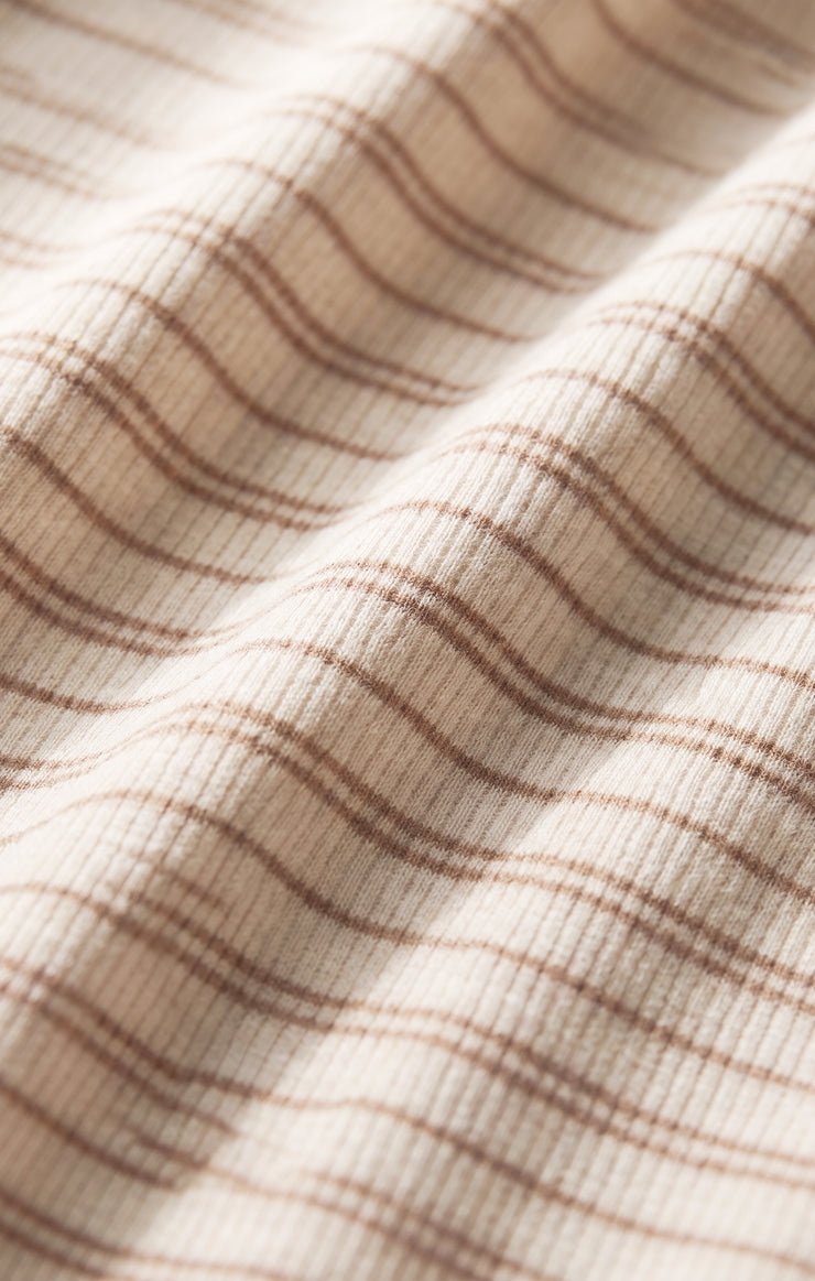 Tops Andie Striped Henley Top Light Oatmeal Heather