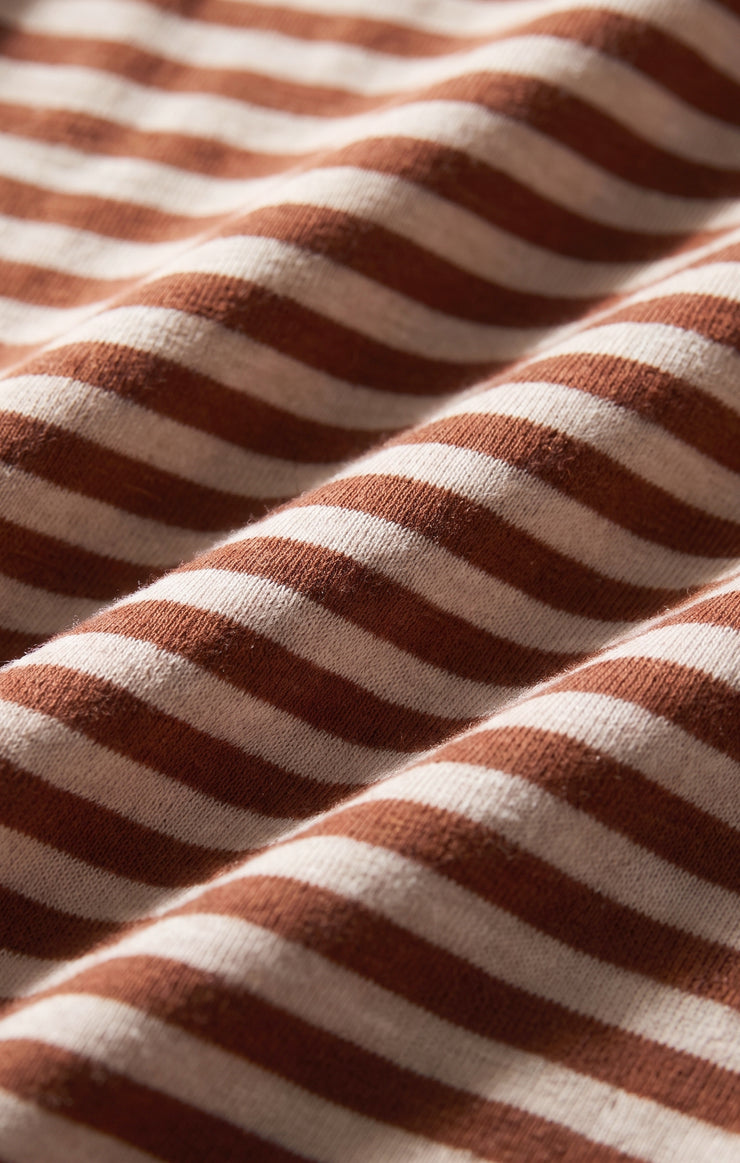 Tops Junie Long Sleeve Stripe Slub Tee Dark Rosewood
