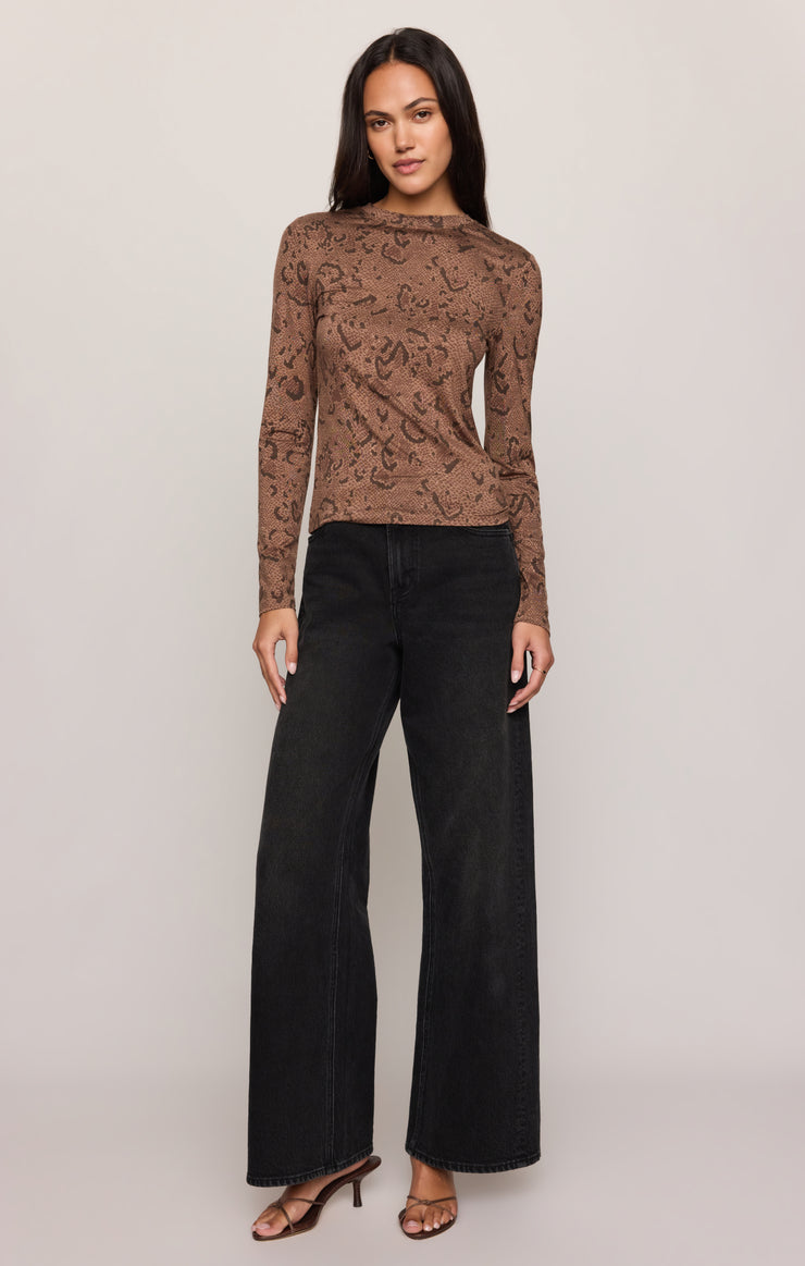 Tops Onyx Snake Long Sleeve Top Cocoa Bean