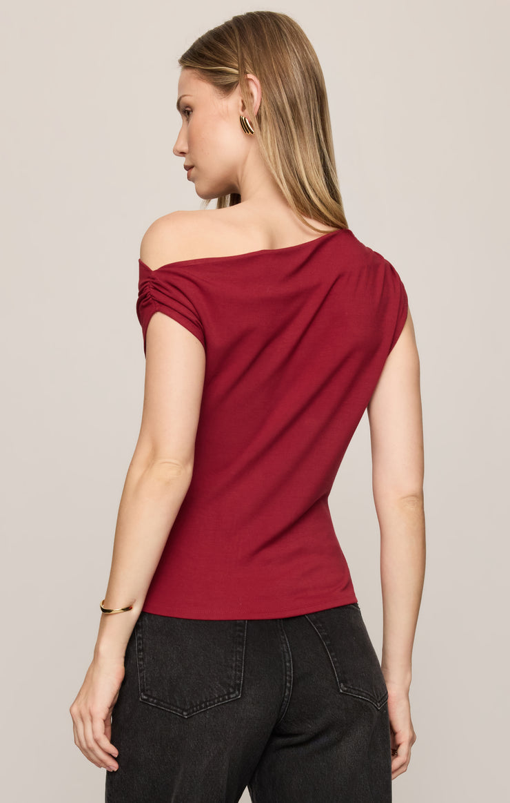 Tops Timeless Asymmetrical Top Red Dahlia