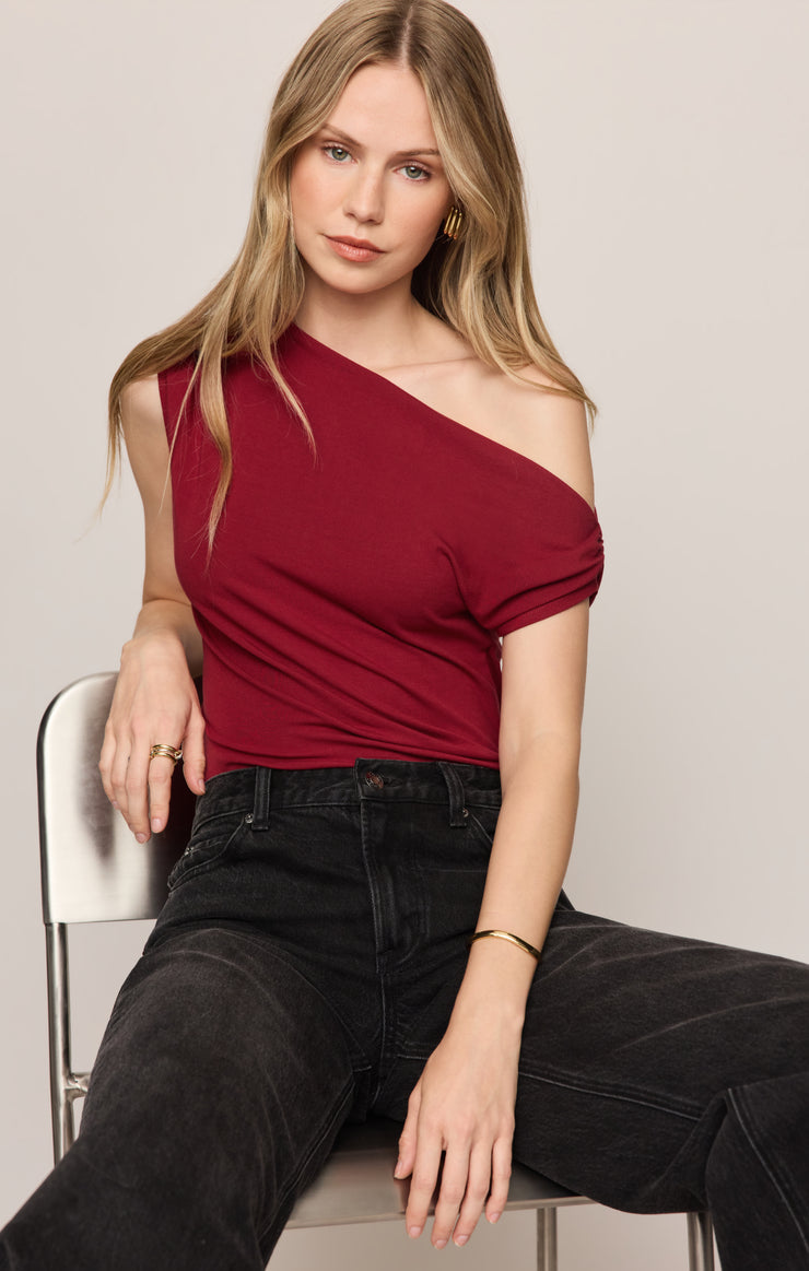 Tops Timeless Asymmetrical Top Red Dahlia