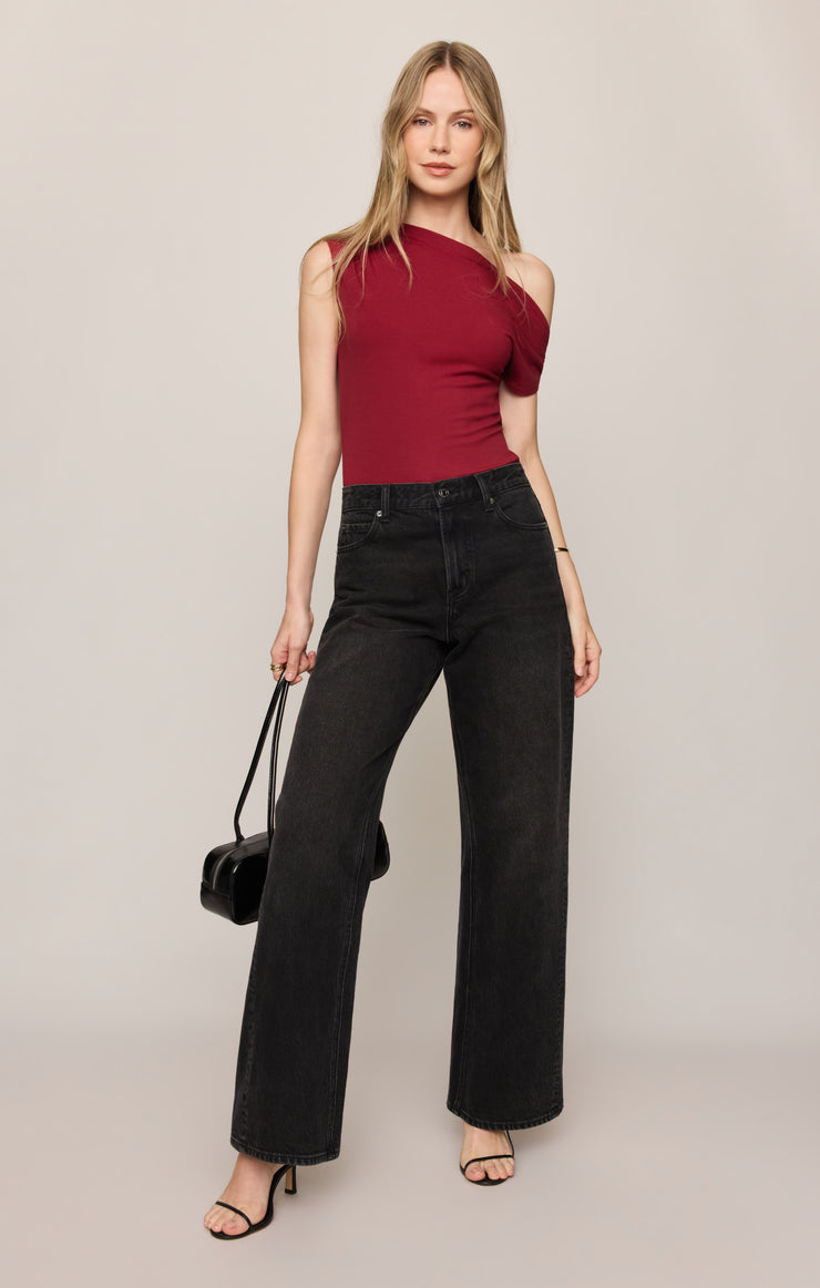 Tops Timeless Asymmetrical Top Red Dahlia