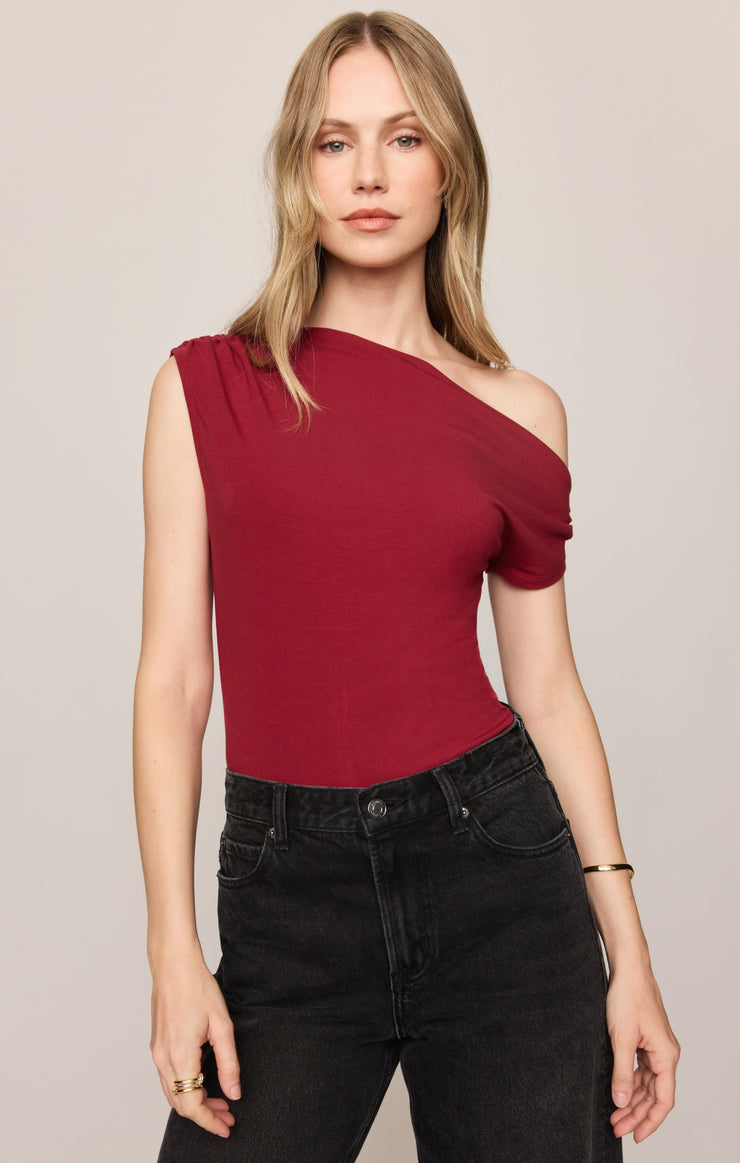 Tops Timeless Asymmetrical Top Red Dahlia
