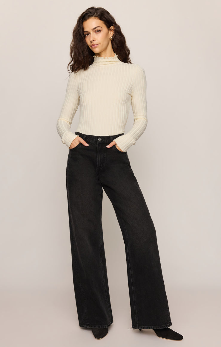 Tops Hattie Silky Rib Mock Neck Top Antique White
