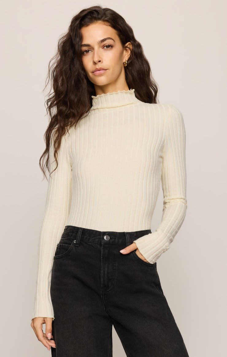Tops Hattie Silky Rib Mock Neck Top Antique White