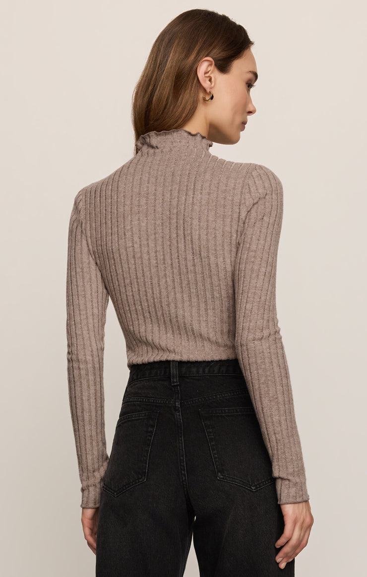 Tops Hattie Silky Rib Mock Neck Top Heather Ash