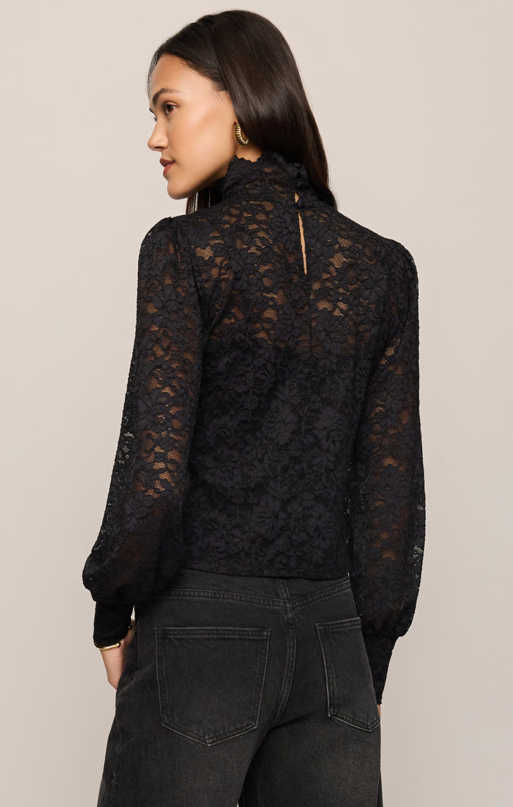 Tops Night Out Floral Lace Top Black