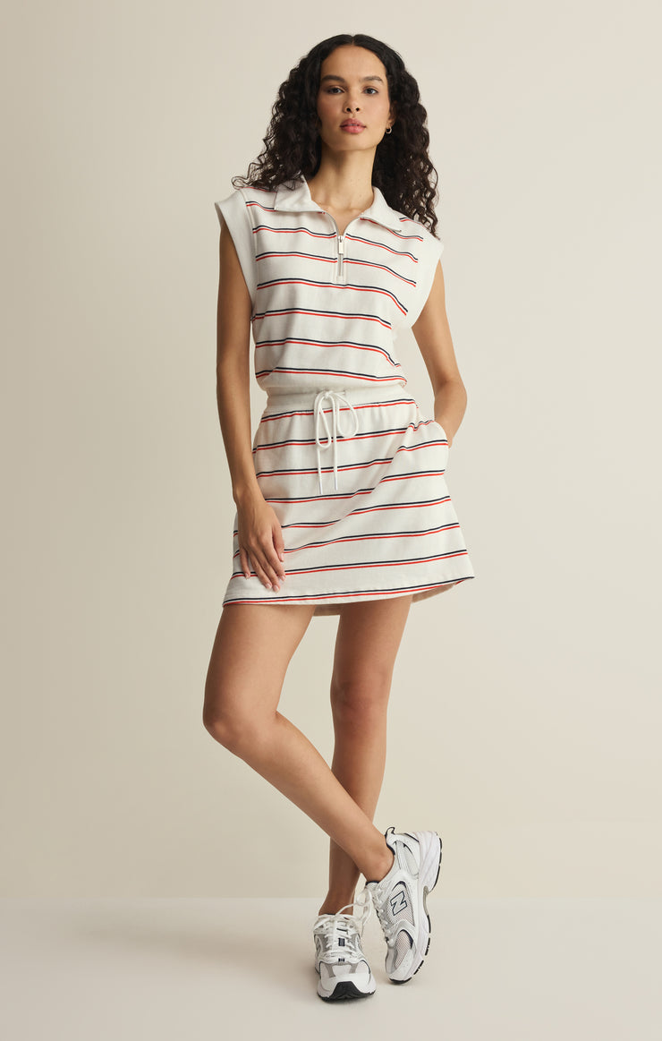 country club casual dresses Printed Button Front Tie-Waist Sleeveless Collared Dress main image 0