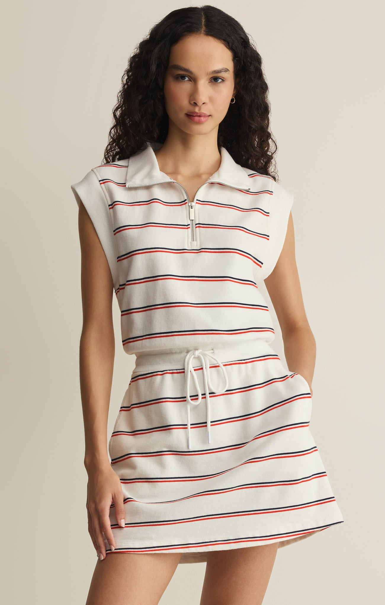 striped shirt dress womens Z SUPPLY Activewear Women's Country Club Striped Dress, White
