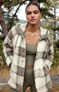 JacketsCross Country Plaid Sherpa Jacket Winter Green