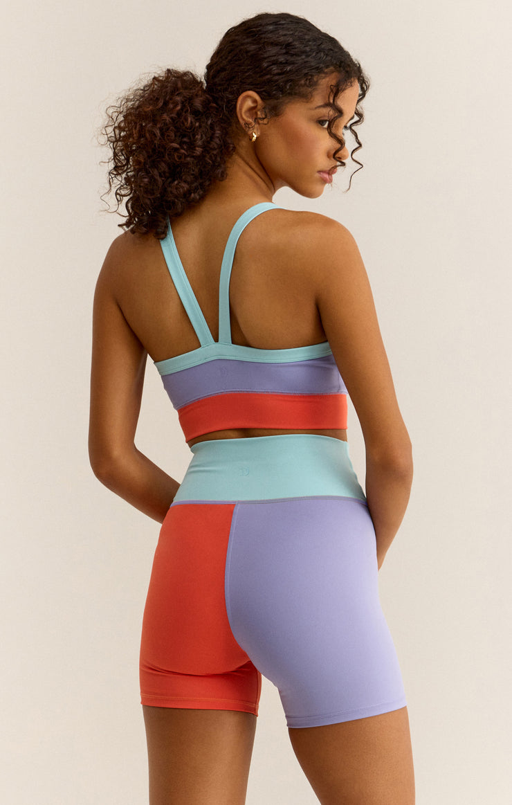 Tops Spot On Color Block Sports Bra Cosmic Sky