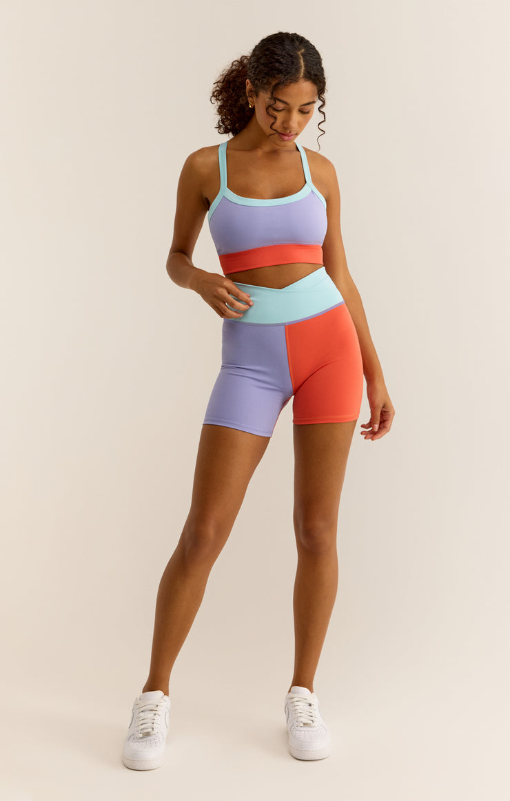 Tops Spot On Color Block Sports Bra Cosmic Sky