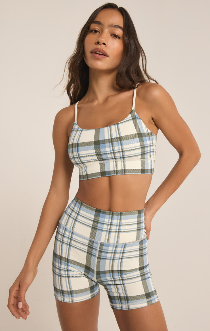 Tops Shine Plaid Bra Sandstone