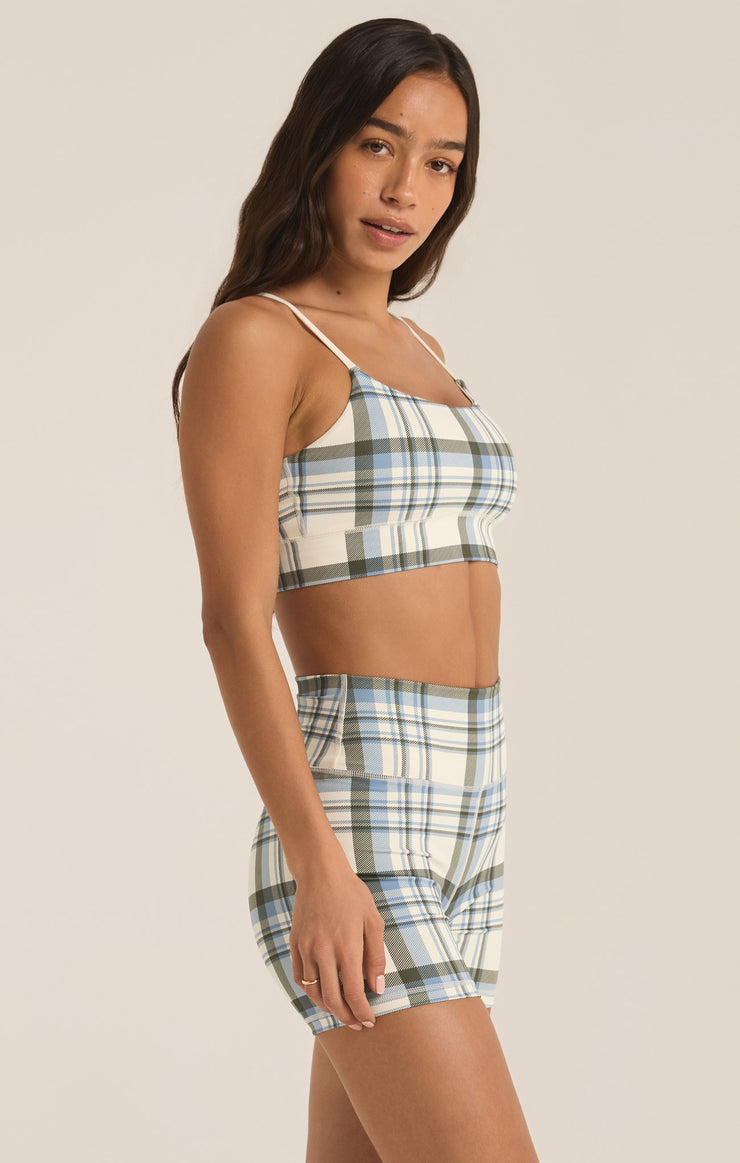 Tops Shine Plaid Bra Sandstone