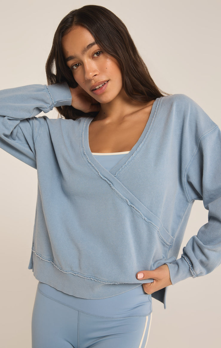 Tops Reversible Washed Sweatshirt Light Denim