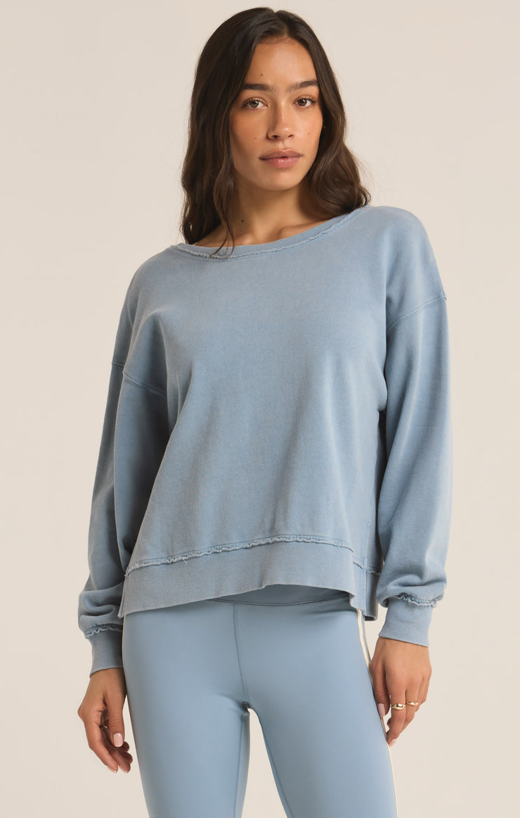 Tops Reversible Washed Sweatshirt Light Denim