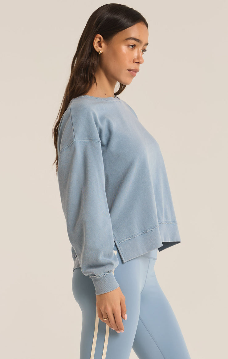 Tops Reversible Washed Sweatshirt Light Denim