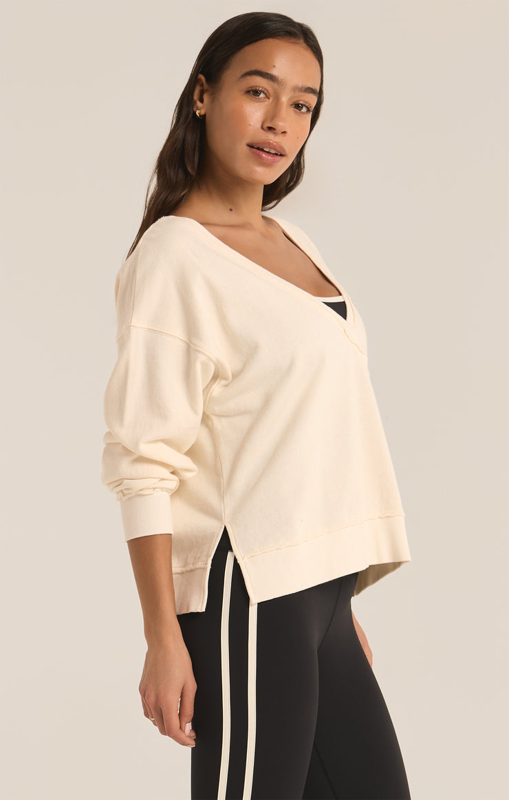 Tops Reversible Washed Sweatshirt Sandstone