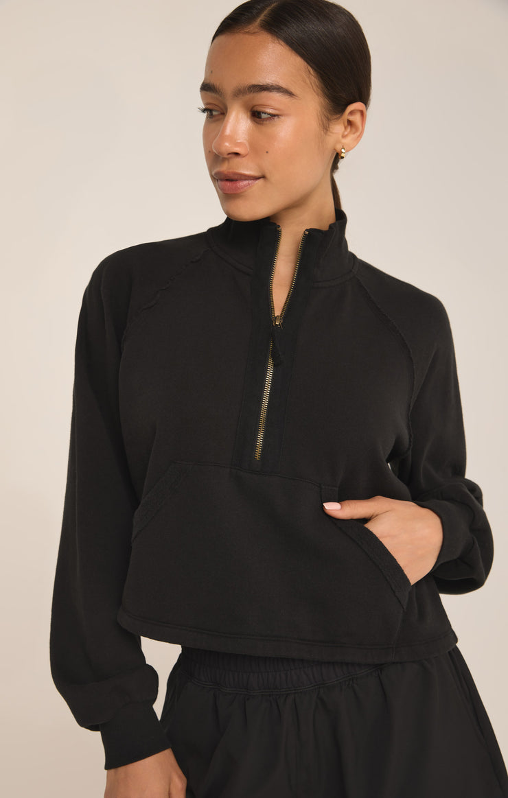 Tops On The Run Half Zip Sweatshirt Black