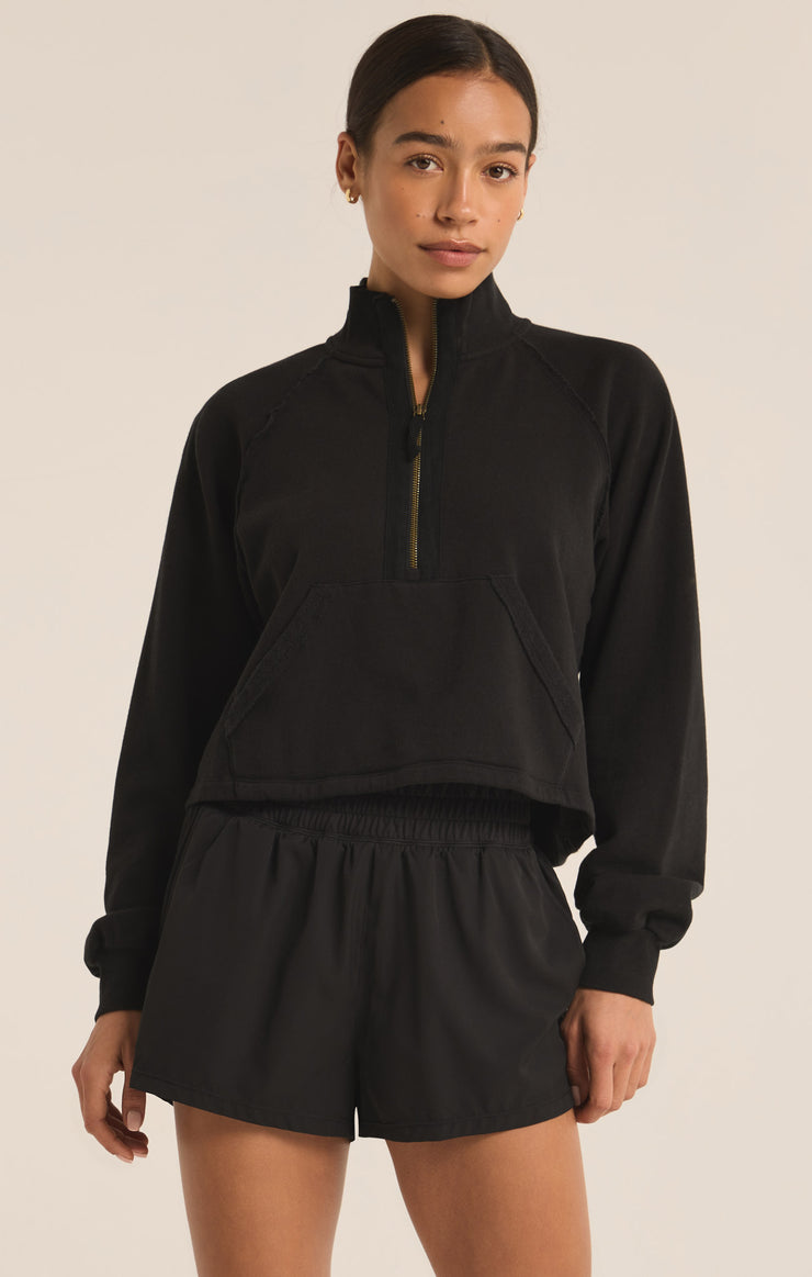 Tops On The Run Half Zip Sweatshirt Black