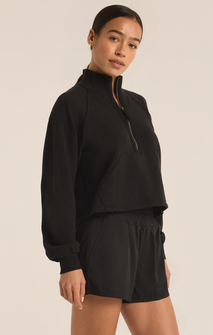 Tops On The Run Half Zip Sweatshirt Black