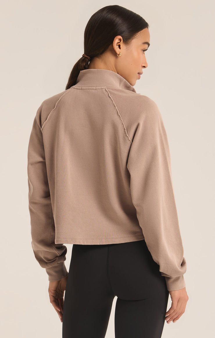 Tops On The Run Half Zip Sweatshirt Latte