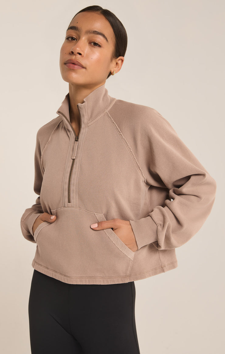 Tops On The Run Half Zip Sweatshirt Latte