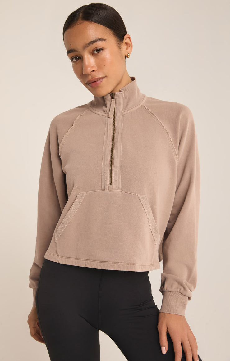 Tops On The Run Half Zip Sweatshirt Latte