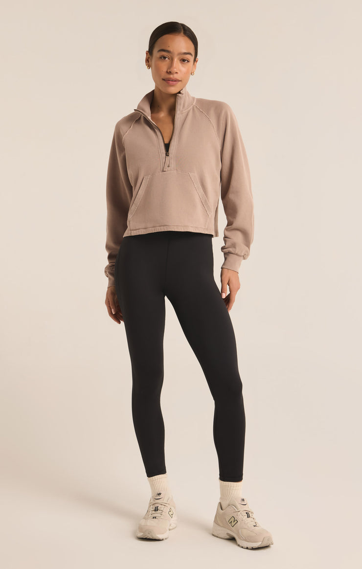 Tops On The Run Half Zip Sweatshirt Latte