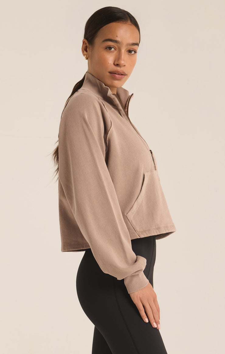 Tops On The Run Half Zip Sweatshirt Latte