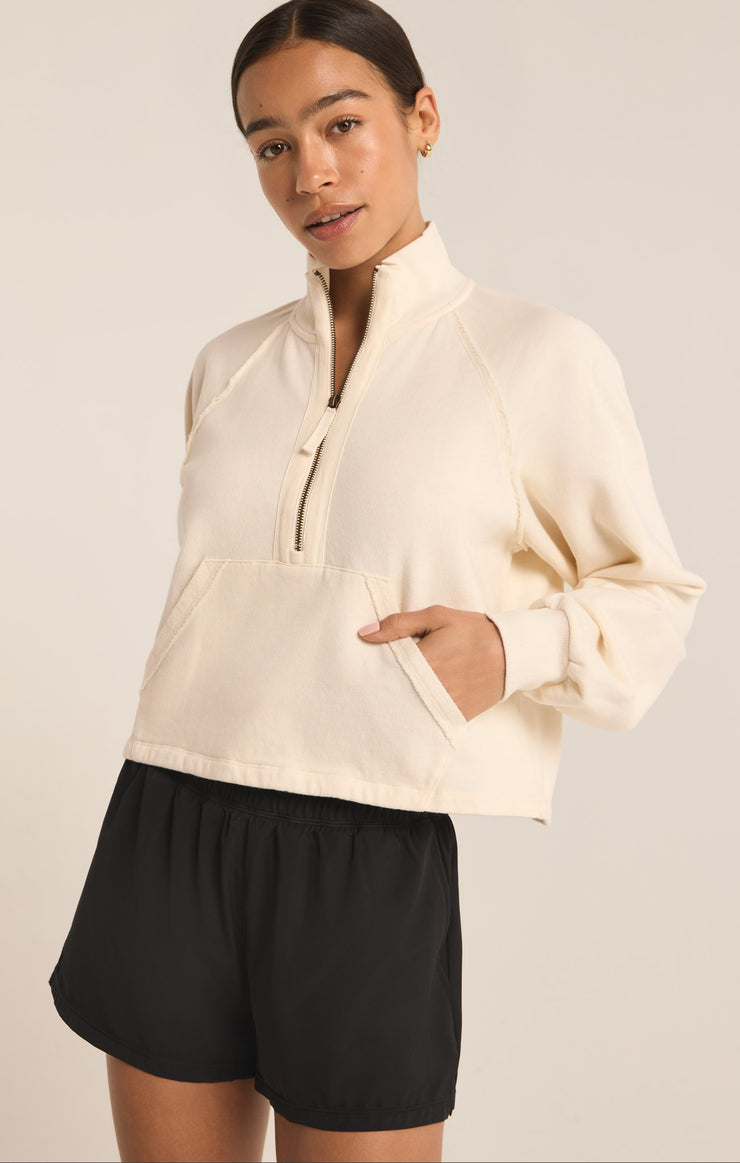 Tops On The Run Half Zip Sweatshirt Sandstone