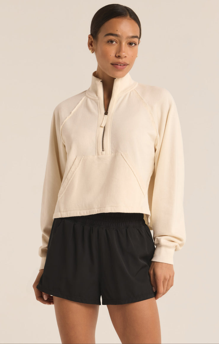 Tops On The Run Half Zip Sweatshirt Sandstone