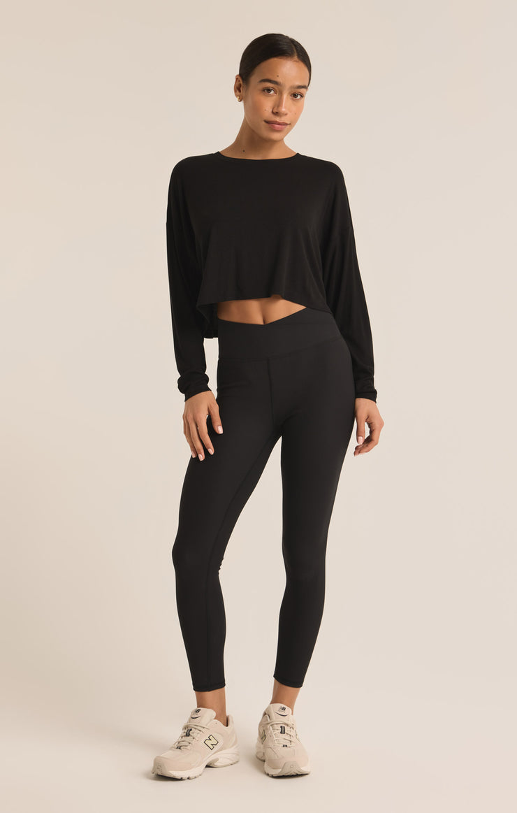 Tops Layer On Rib Long Sleeve Top Black