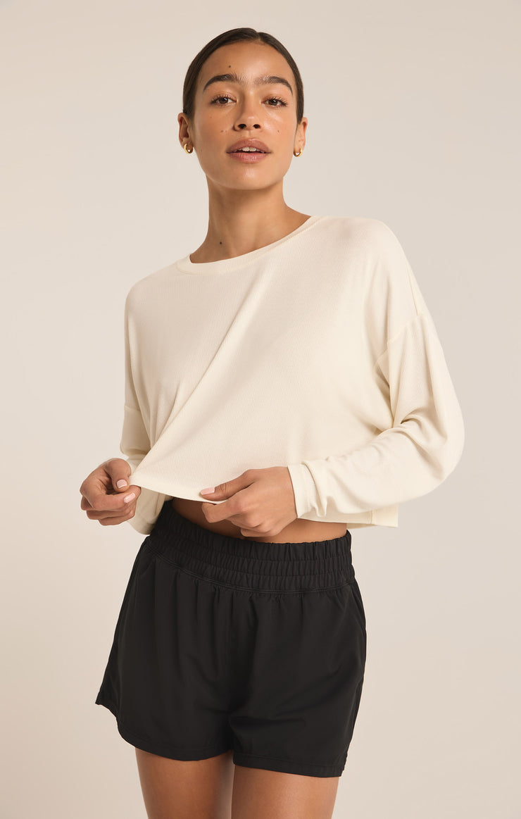 Tops Layer On Rib Long Sleeve Top Sea Salt