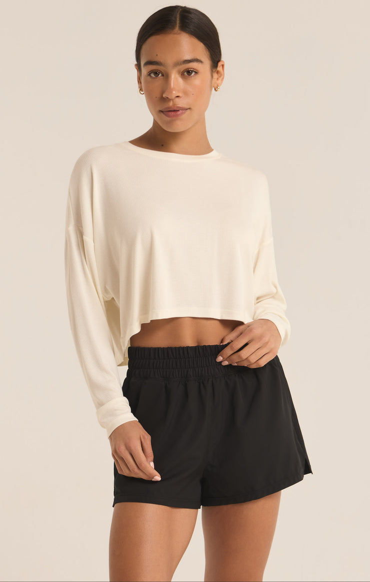 Tops Layer On Rib Long Sleeve Top Sea Salt