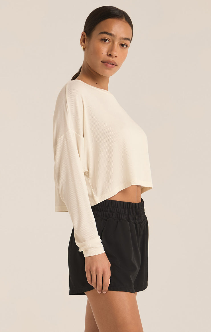 Tops Layer On Rib Long Sleeve Top Sea Salt