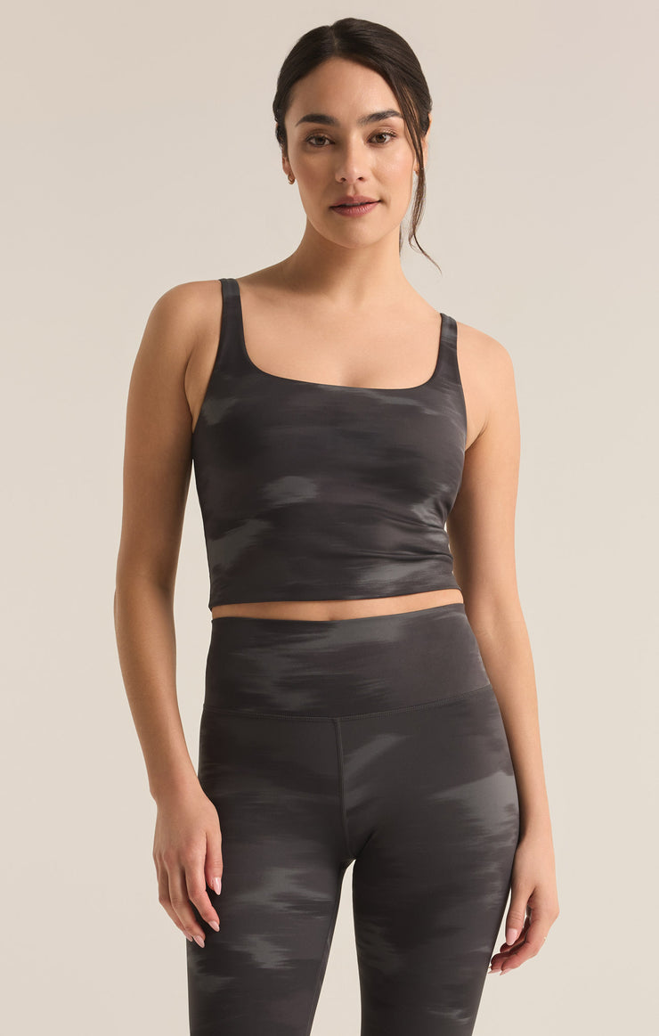 Tops Eclipse Camo Cropped Tank Black