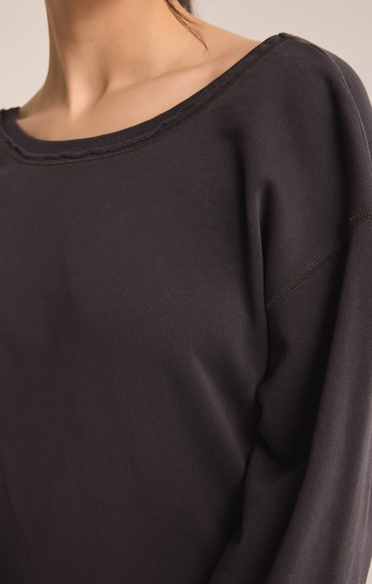 Tops Reversible Twist Fleece Sweatshirt Black Sand