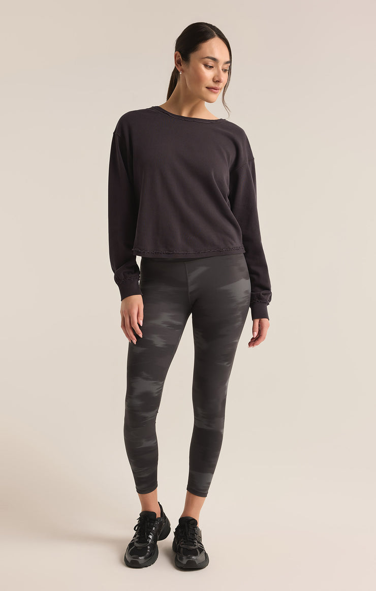 Tops Reversible Twist Fleece Sweatshirt Black Sand