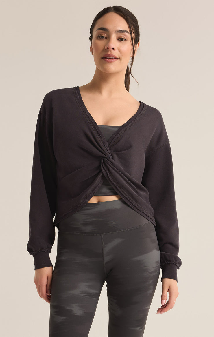 Tops Reversible Twist Fleece Sweatshirt Black Sand